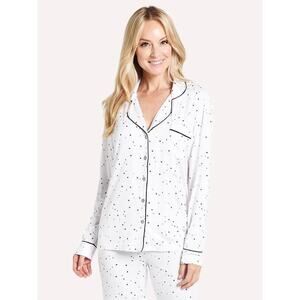 UGG Pajama Top Womens S Small White Black Jersey Lenon Star Print Button Front